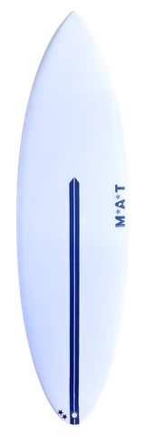 MAT Hybrid Round Epoxy surfboard with navy stripe
