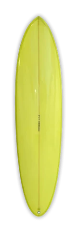MAT Mid Length surfboard in lime green